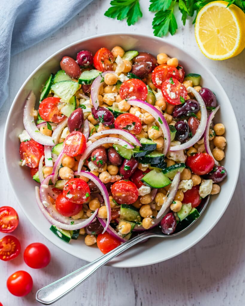 Mediterranean Chickpea Salad | Ready in 10 Minutes | Easy & Healthy