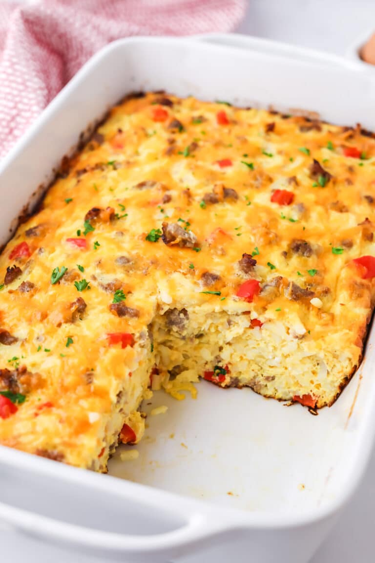 Easy Sausage Hash Brown Breakfast Casserole With Make Ahead Option   Sausagebreakfastcasserole 1 5 768x1152 