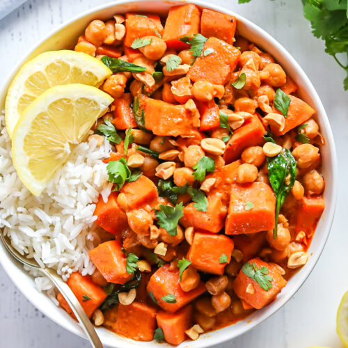 Sweet Potato Chickpea Curry {Ready in 5 Minutes!} Easy Vegan Recipe